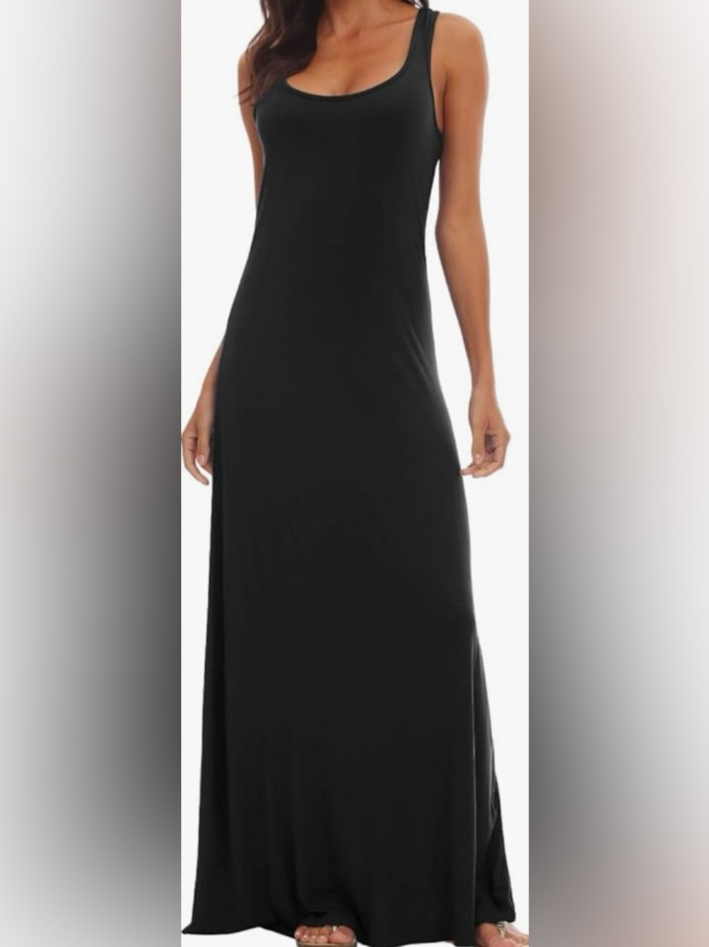 Everyday Black Scoop Neck Maxi Dress